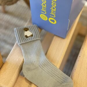 Elegant Teddy Embroidered Socks – Gray