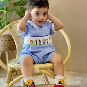 Blue suit with animal embroidery